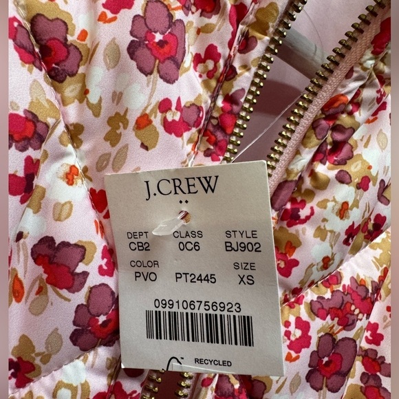 J. Crew Floral Print Quilted Puffer Vest Women’s XS‎ NWT gold tone hardware - Picture 4 of 8